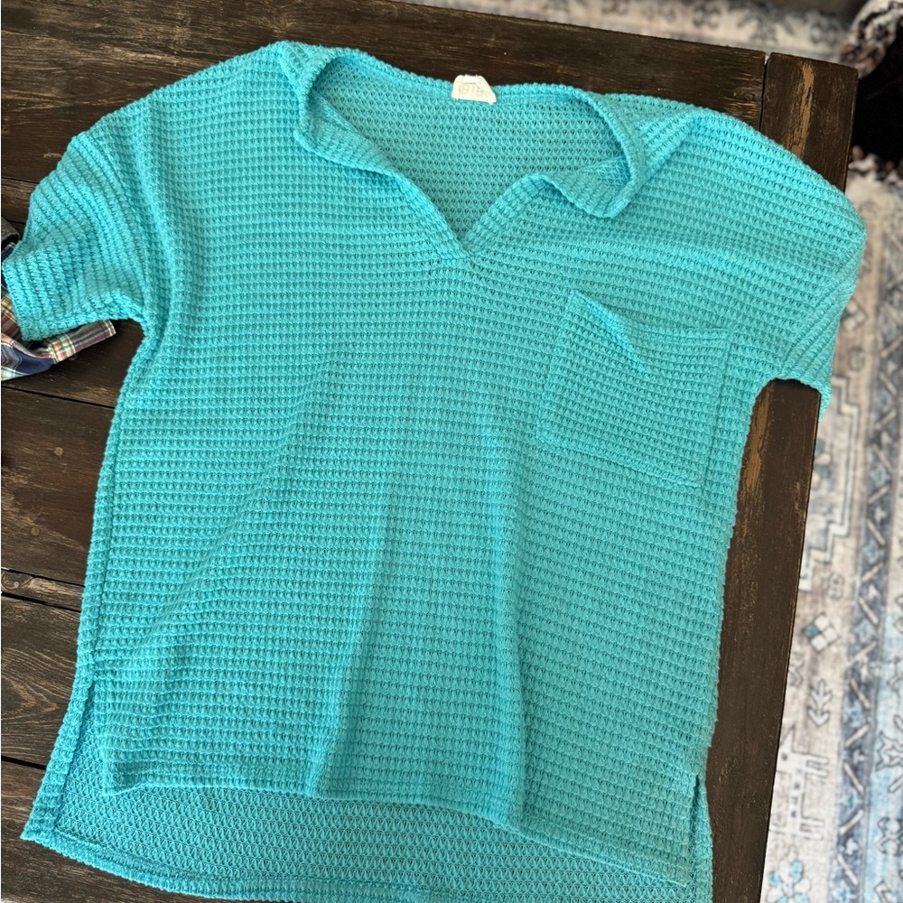 BiBi Turquoise Short Sleeve Top